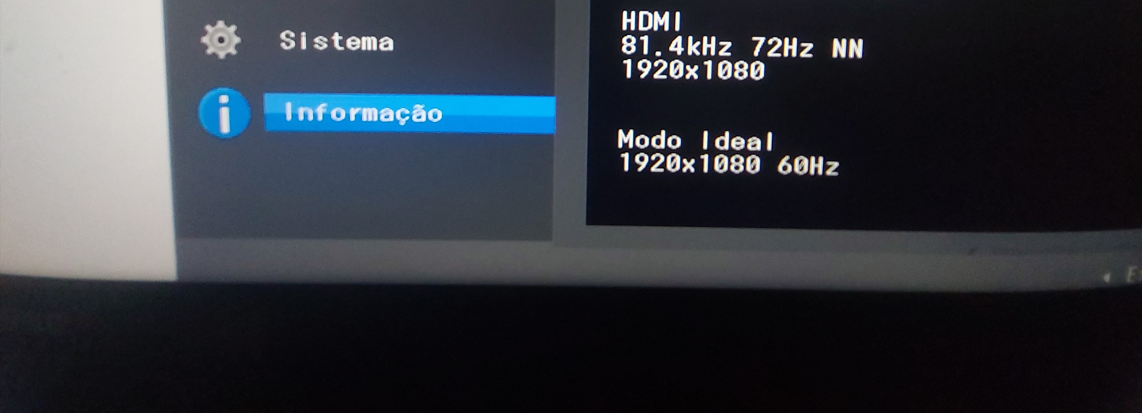 Monitor funcionando em 72 hz